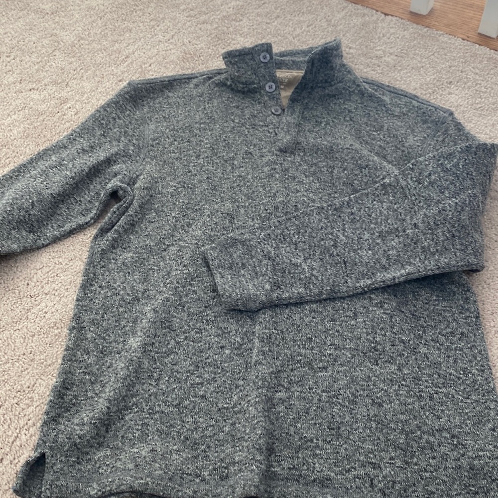 Hudson river grey pullover mens size medium collared button v neck